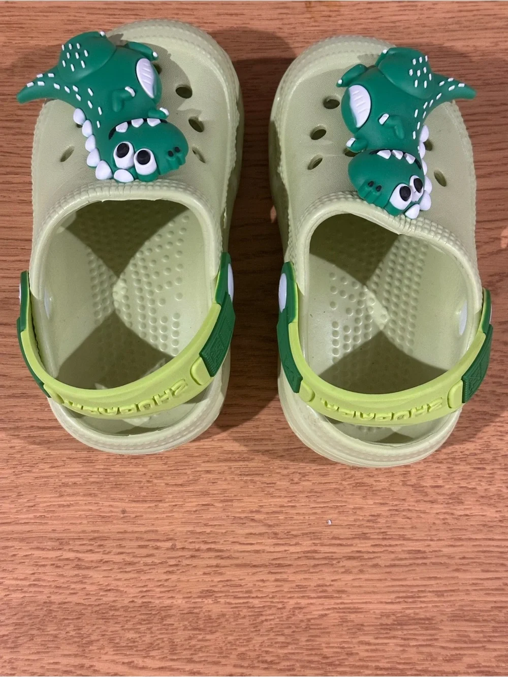 Kids Dinosaur Clogs 140mm Green Slip On Garden Shoes Toddler Boys Girls
